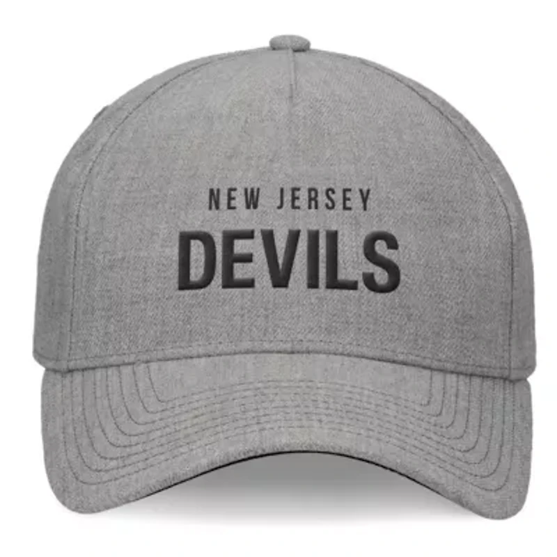 NHL Fanatics Heather New Jersey Devils Elements A-Frame Leather Strapback Hat