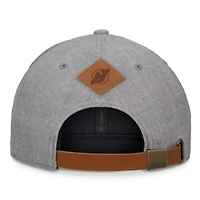 NHL Fanatics Heather New Jersey Devils Elements A-Frame Leather Strapback Hat