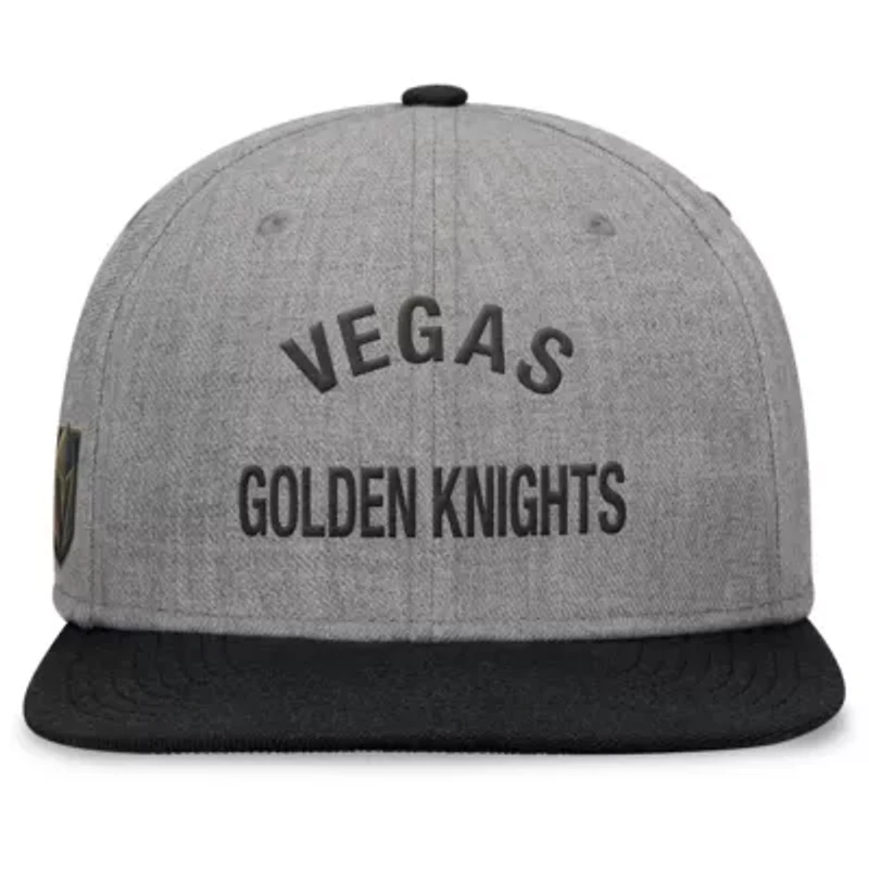 NHL Fanatics Heather Vegas Golden Knights Elements Flat Brim Leather Strapback Hat