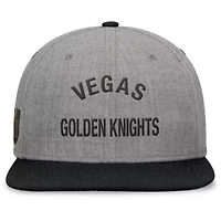 NHL Fanatics Heather Vegas Golden Knights Elements Flat Brim Leather Strapback Hat