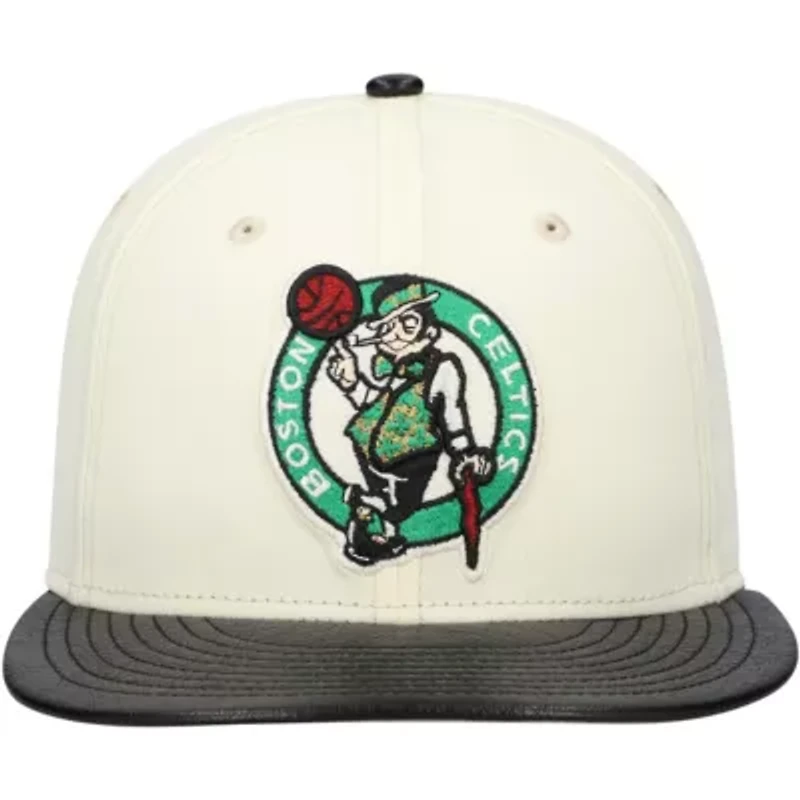 NBA White/Black Boston Celtics Faux Leather Visor Two-Tone 59FIFTY Fitted Hat