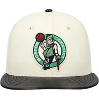 NBA White/Black Boston Celtics Faux Leather Visor Two-Tone 59FIFTY Fitted Hat