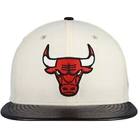 NBA Cream/Black Chicago Bulls Faux Leather Visor Two-Tone 59FIFTY Fitted Hat