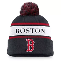 Boston Red Sox MLB Nike Boston Sox Team Stripe Peak Cuffed Knit Hat with Pom