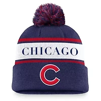 MLB Nike Chicago Cubs Team Stripe Peak Cuffed Knit Hat with Pom