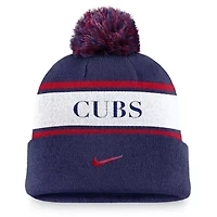 MLB Nike Chicago Cubs Team Stripe Peak Cuffed Knit Hat with Pom