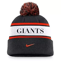 MLB Nike San Francisco Giants Team Stripe Peak Cuffed Knit Hat with Pom