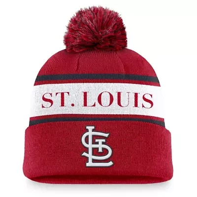 MLB Nike St. Louis Cardinals Team Stripe Peak Cuffed Knit Hat with Pom