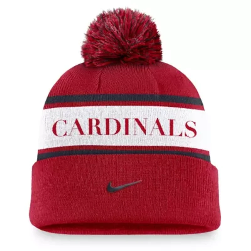 MLB Nike St. Louis Cardinals Team Stripe Peak Cuffed Knit Hat with Pom