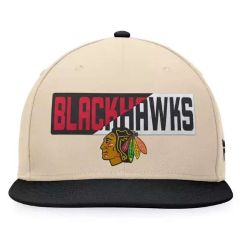 NHL Fanatics Cream/Black Chicago Blackhawks Goalaso Snapback Hat