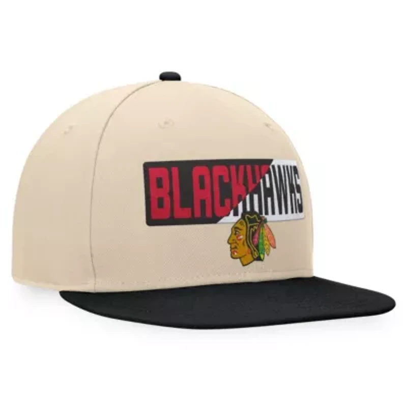NHL Fanatics Cream/Black Chicago Blackhawks Goalaso Snapback Hat