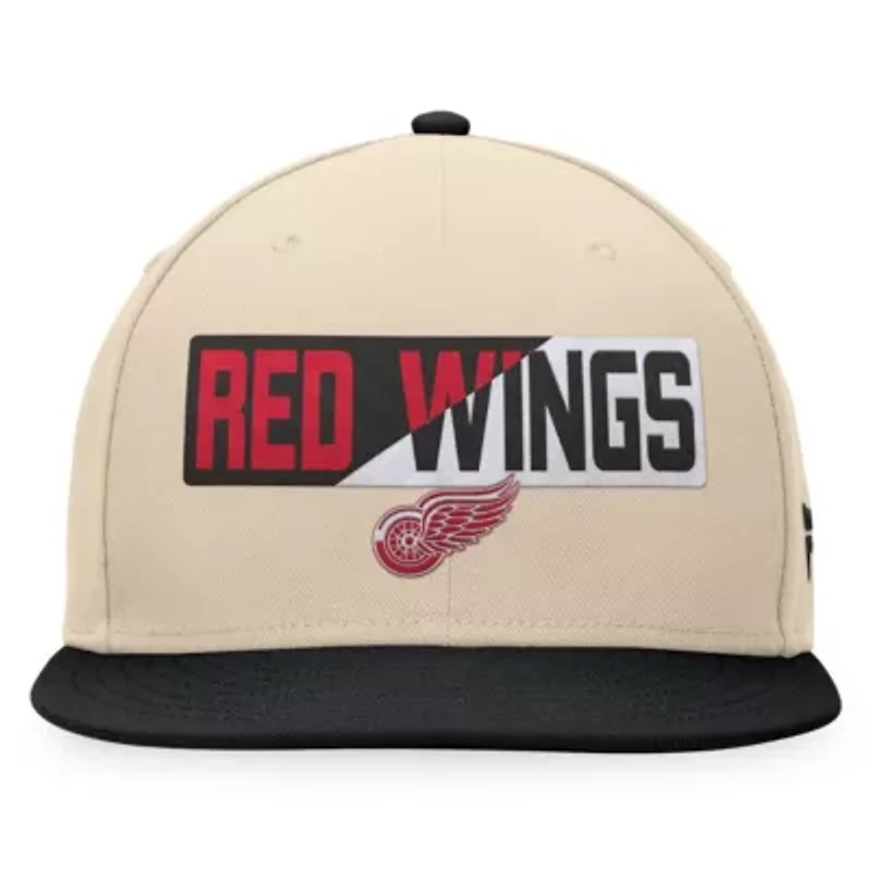 NHL Fanatics Cream/Black Detroit Wings Goalaso Snapback Hat