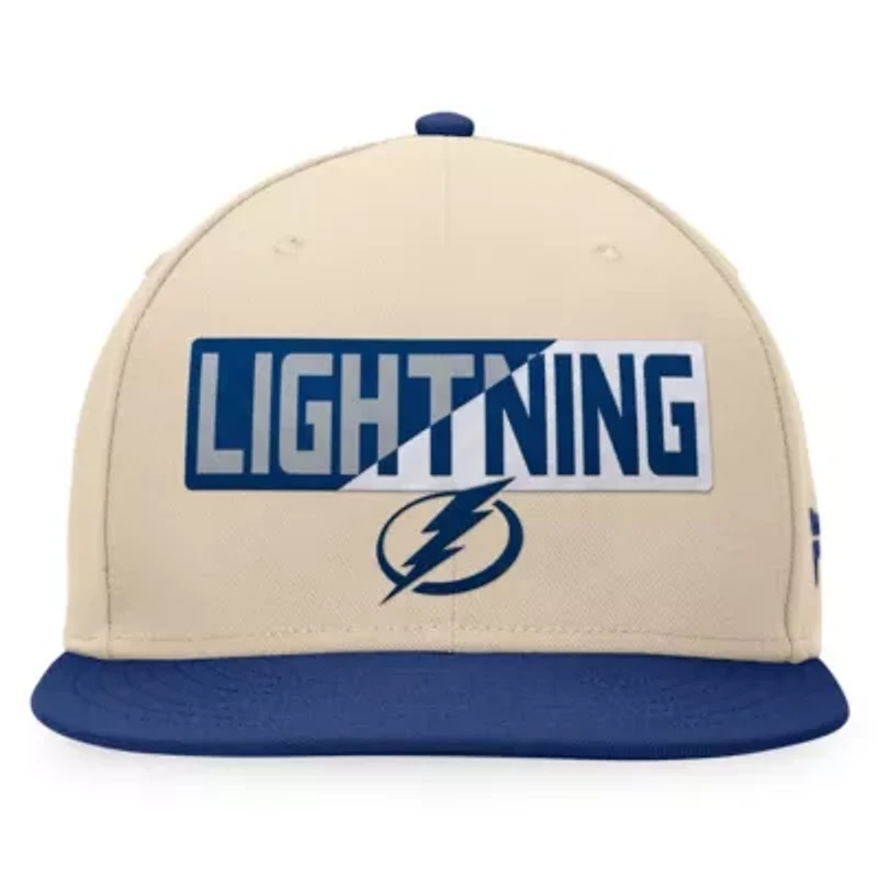 NHL Fanatics Cream/Blue Tampa Bay Lightning Goalaso Snapback Hat