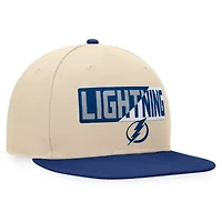NHL Fanatics Cream/Blue Tampa Bay Lightning Goalaso Snapback Hat