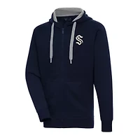 NHL Deep Sea Seattle Kraken Metallic Logo Victory Full-Zip Hoodie