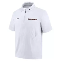 NCAA Nike Georgia Bulldogs 2024 Sideline Coach Short Sleeve Half-Zip Hoodie Jacket