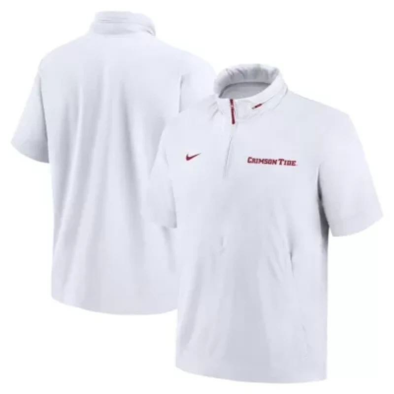 Alabama Crimson Tide NCAA Nike 2024 Sideline Coach Short Sleeve Half-Zip Hoodie Jacket