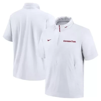 Alabama Crimson Tide NCAA Nike 2024 Sideline Coach Short Sleeve Half-Zip Hoodie Jacket
