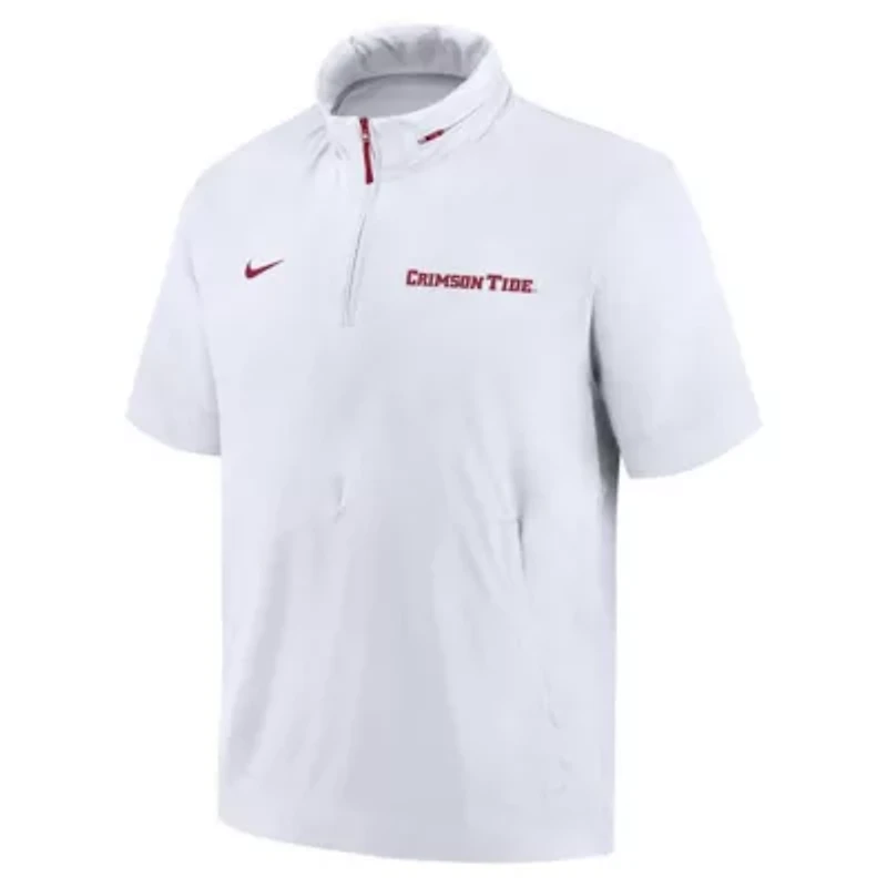 Alabama Crimson Tide NCAA Nike 2024 Sideline Coach Short Sleeve Half-Zip Hoodie Jacket