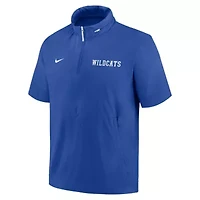 NCAA Nike Kentucky Wildcats 2024 Sideline Coach Short Sleeve Half-Zip Hoodie Jacket