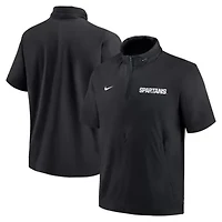 NCAA Nike Michigan State Spartans 2024 Sideline Coach Short Sleeve Half-Zip Hoodie Jacket