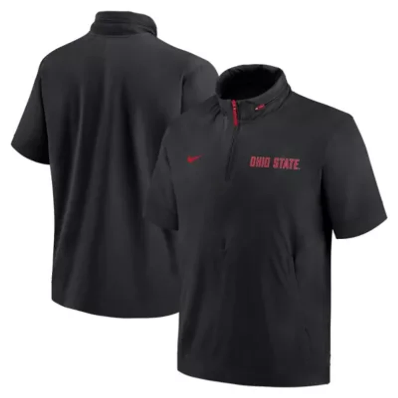 NCAA Nike Ohio State Buckeyes 2024 Sideline Coach Short Sleeve Half-Zip Hoodie Jacket