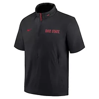 NCAA Nike Ohio State Buckeyes 2024 Sideline Coach Short Sleeve Half-Zip Hoodie Jacket