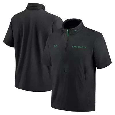 NCAA Nike Oregon Ducks 2024 Sideline Coach Short Sleeve Half-Zip Hoodie Jacket