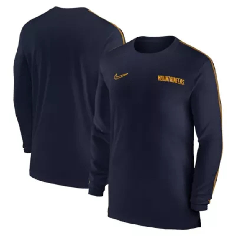 NCAA Nike West Virginia Mountaineers 2024 Sideline Coach UV Performance Long Sleeve T-Shirt