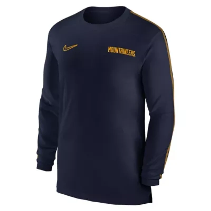 NCAA Nike West Virginia Mountaineers 2024 Sideline Coach UV Performance Long Sleeve T-Shirt