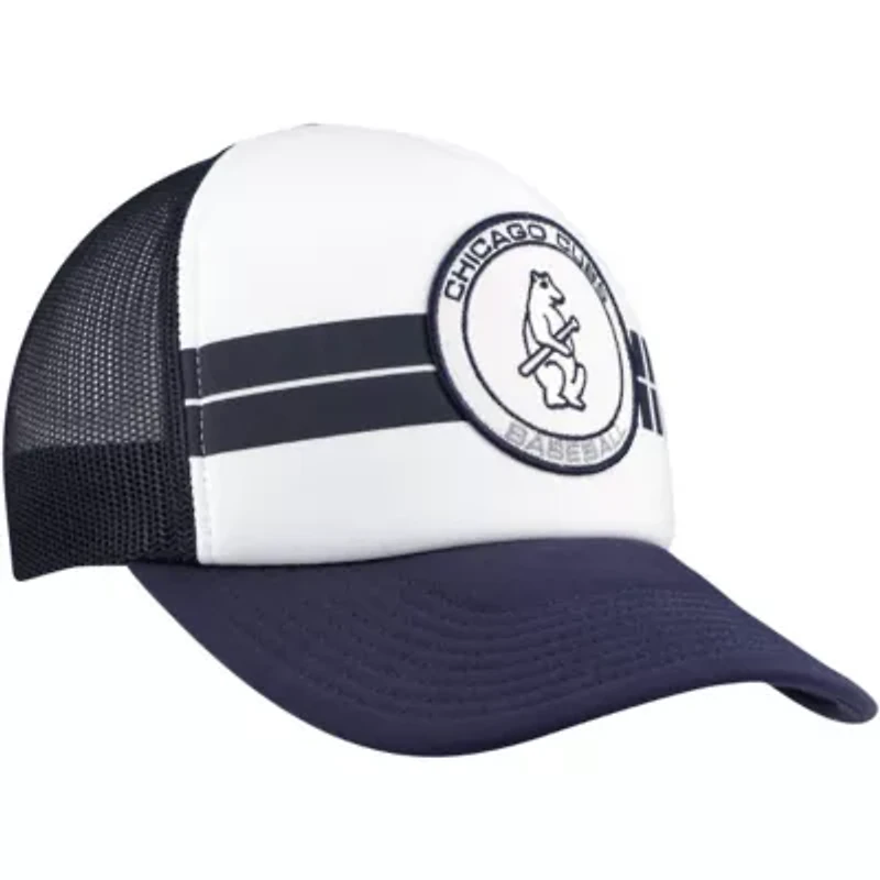MLB White/Navy Chicago Cubs Cooperstown Collection Wax Pack Express Trucker Adjustable Hat
