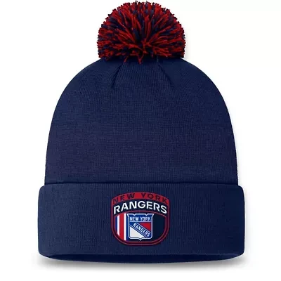 NHL Fanatics New York Rangers 2024 NHL Draft Cuffed Knit Hat with Pom