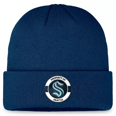 NHL Fanatics Deep Sea Seattle Kraken Authentic Pro Training Camp Cuffed Knit Hat