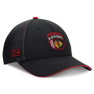 NHL Fanatics Chicago Blackhawks 2024 NHL Draft On Stage Trucker Adjustable Hat