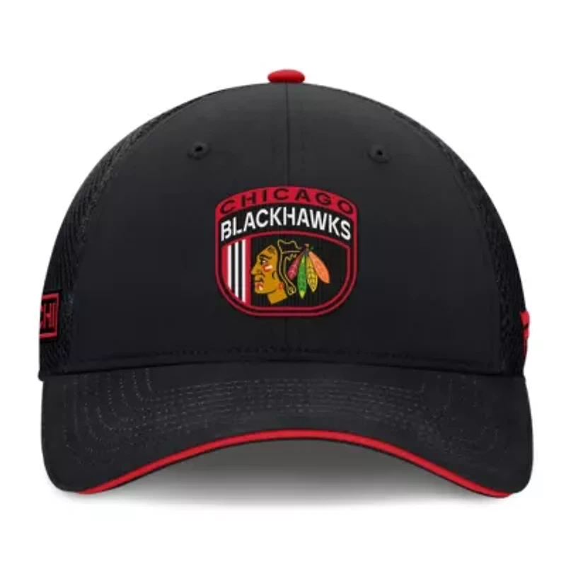 NHL Fanatics Chicago Blackhawks 2024 NHL Draft On Stage Trucker Adjustable Hat
