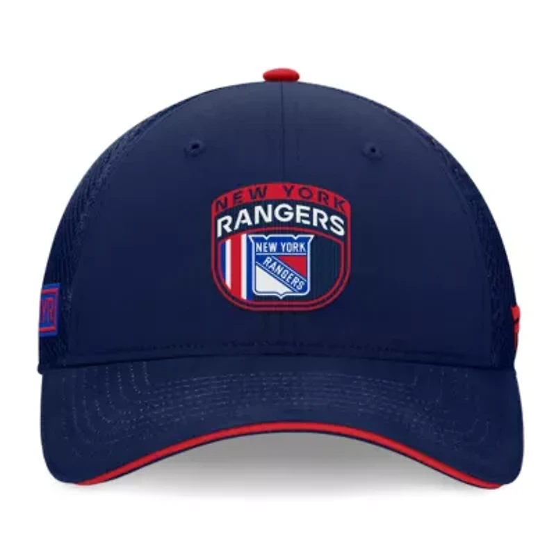 NHL Fanatics New York Rangers 2024 NHL Draft On Stage Trucker Adjustable Hat