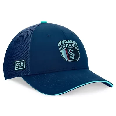 NHL Fanatics Deep Sea Seattle Kraken 2024 NHL Draft On Stage Trucker Adjustable Hat