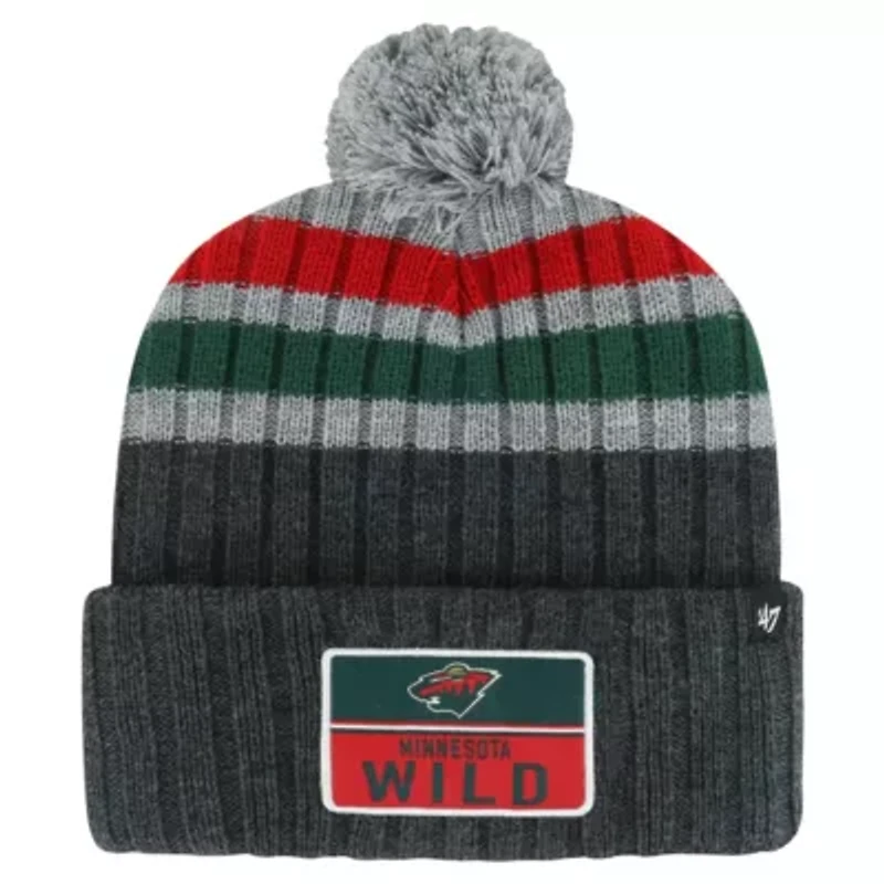 NHL Minnesota Wild Stack Patch Cuffed Knit Hat with Pom
