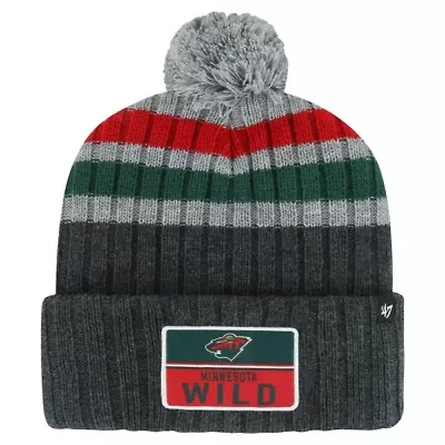 NHL Minnesota Wild Stack Patch Cuffed Knit Hat with Pom