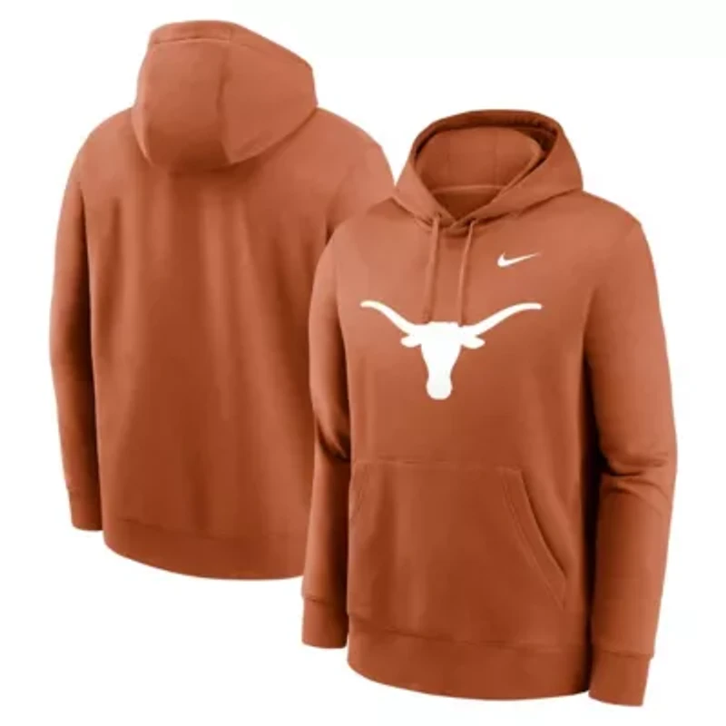NCAA Nike Burnt Texas Longhorns Primetime Club Fleece Pullover Hoodie