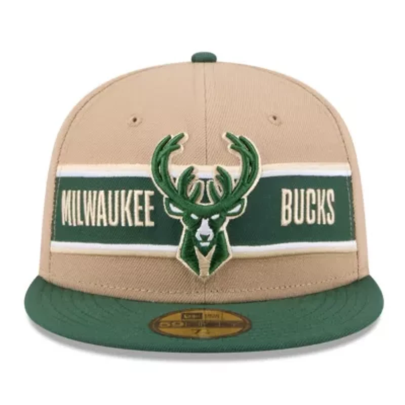 NBA Tan/Hunter Milwaukee Bucks 2024 Draft 59FIFTY Fitted Hat