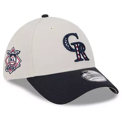 MLB Khaki/Black Colorado Rockies 2024 Fourth of July 39THIRTY Flex Hat