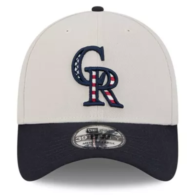 MLB Khaki/Black Colorado Rockies 2024 Fourth of July 39THIRTY Flex Hat