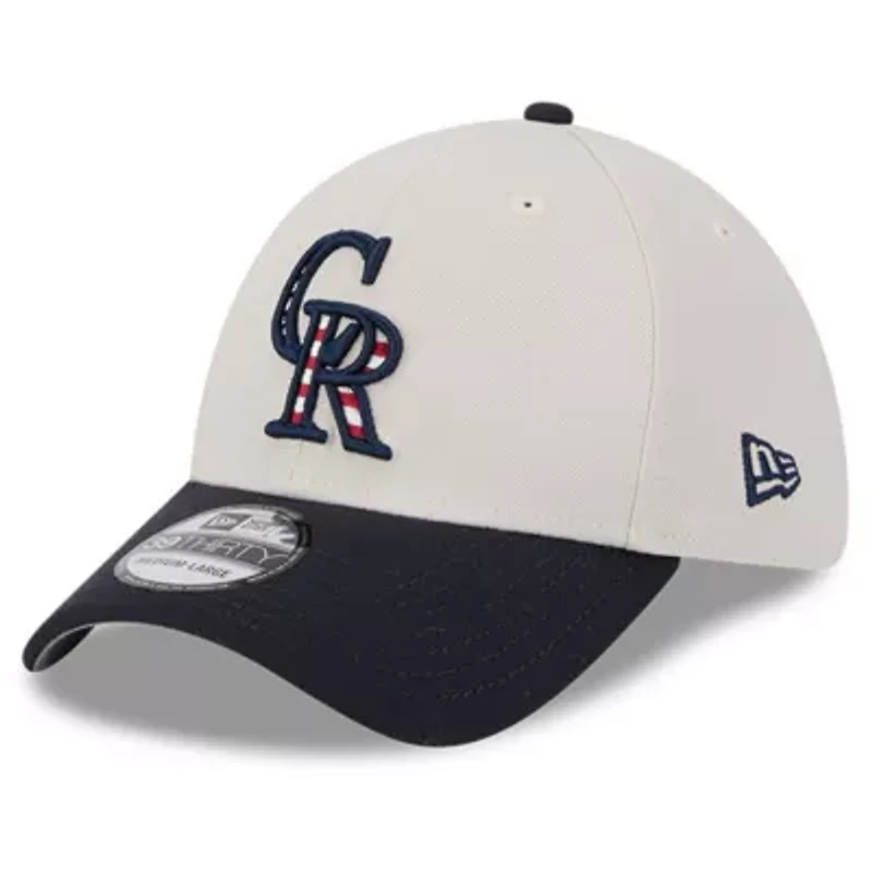 MLB Khaki/Black Colorado Rockies 2024 Fourth of July 39THIRTY Flex Hat