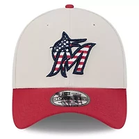 MLB Khaki/Red Miami Marlins 2024 Fourth of July 39THIRTY Flex Hat