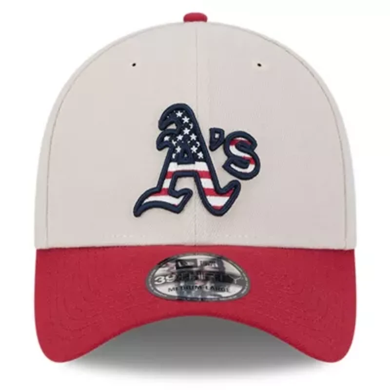Cooperstown Teams Khaki/Red Oakland Athletics 2024 Fourth of July 39THIRTY Flex Hat