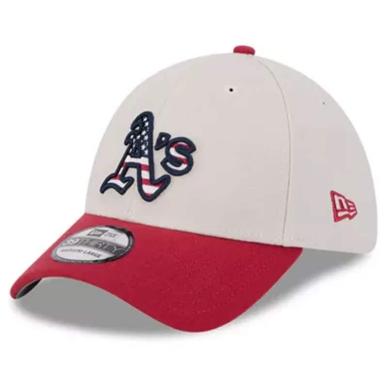 Cooperstown Teams Khaki/Red Oakland Athletics 2024 Fourth of July 39THIRTY Flex Hat
