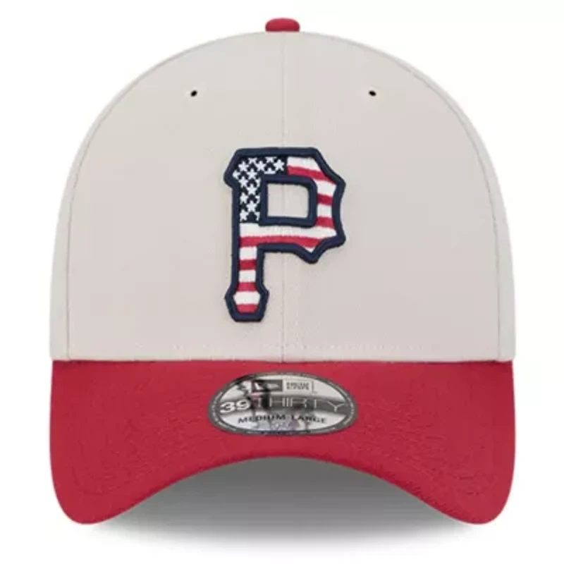 MLB Khaki/Red Pittsburgh Pirates 2024 Fourth of July 39THIRTY Flex Hat