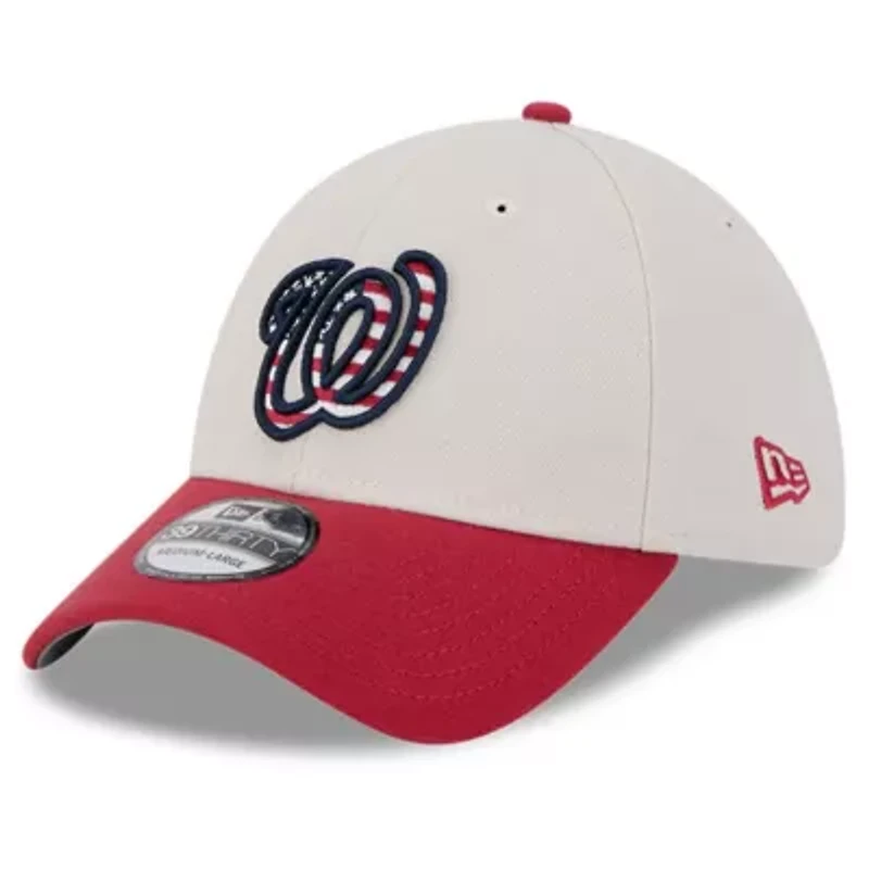 MLB Khaki/Red Washington Nationals 2024 Fourth of July 39THIRTY Flex Hat