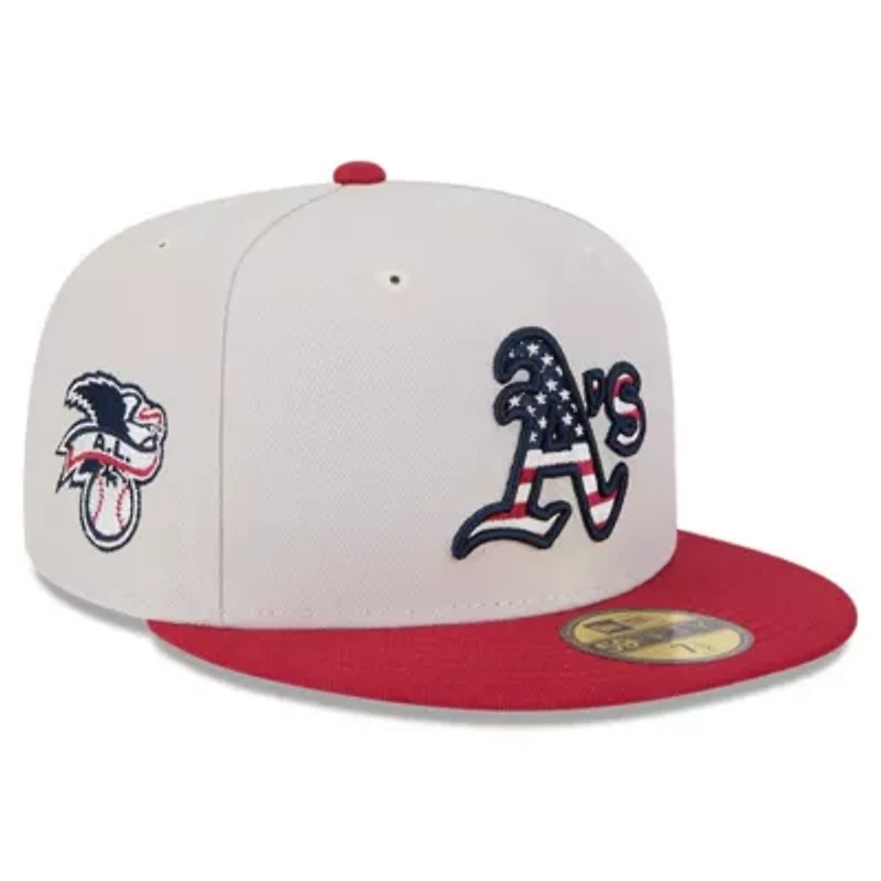 Oakland Athletics MLB Khaki/Red 2024 Fourth of July 59FIFTY Fitted Hat